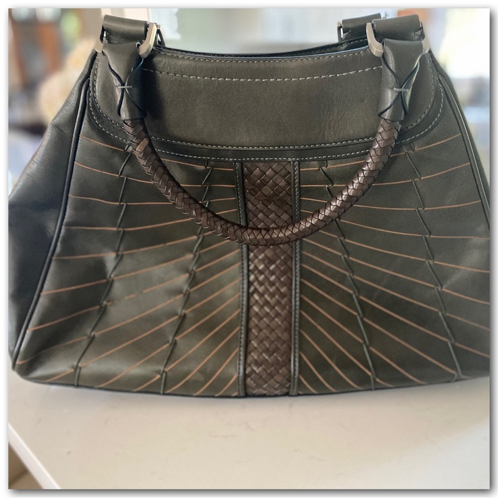 Cole Haan Dark Olive Leather Satchel - Picture 2 of 6
